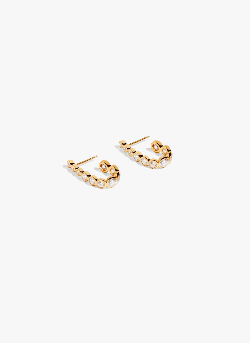 No.12061 / Half Hoops Gold with white CZ stone