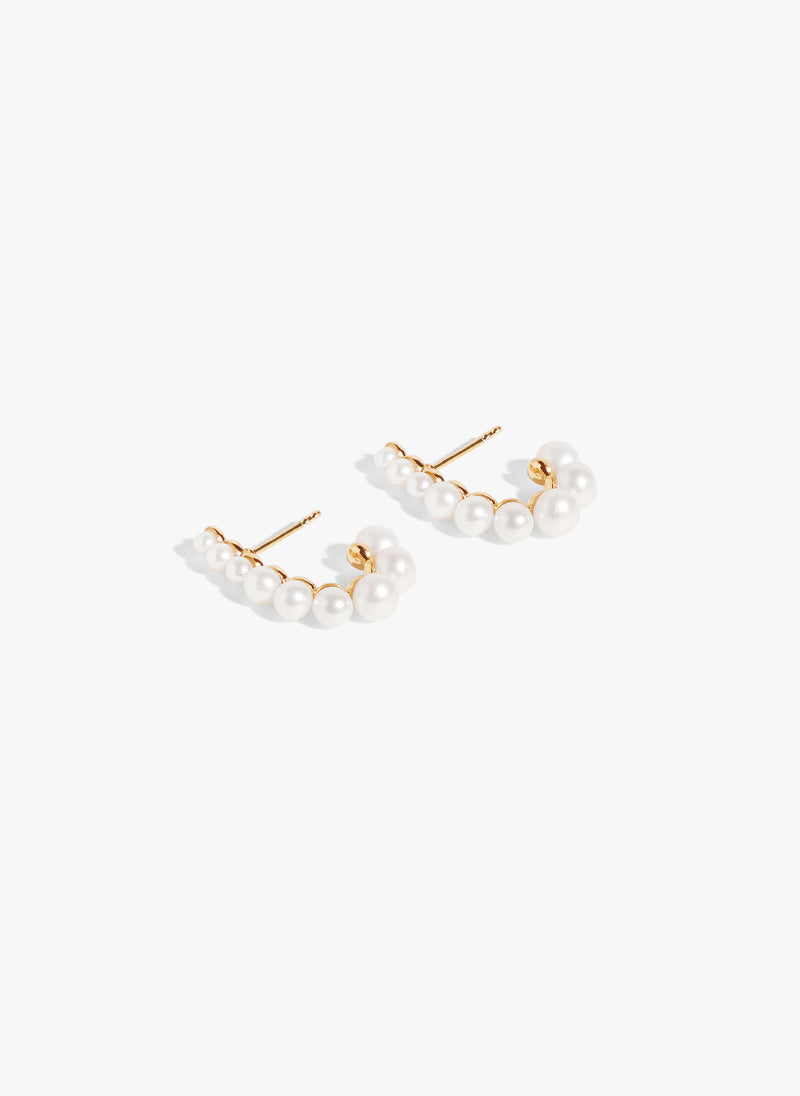 No.12063 / Half Hoops Gold with freshwater pearls