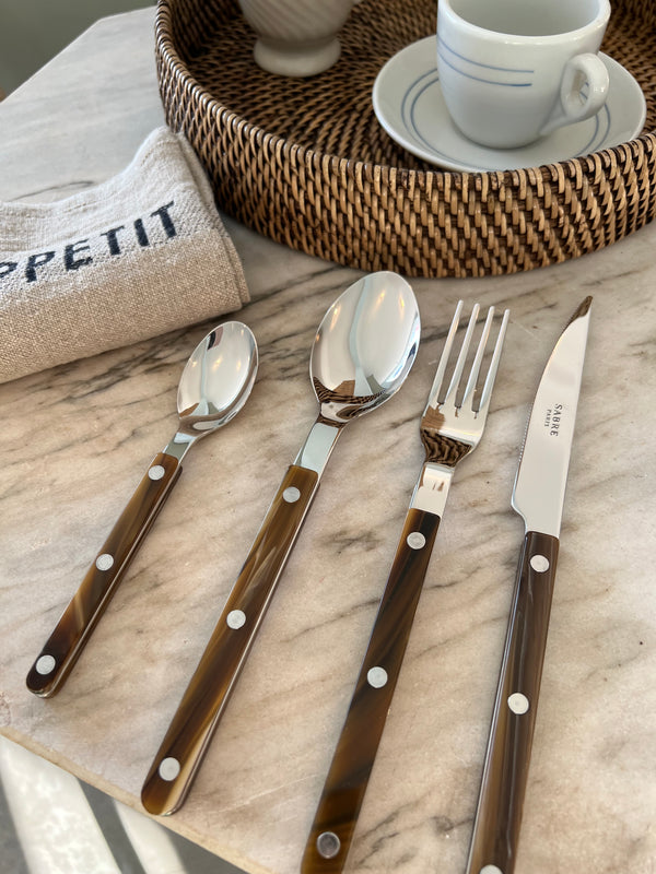 Bistrot Cutlery Set of 4 / Faux Buffalo & Steel