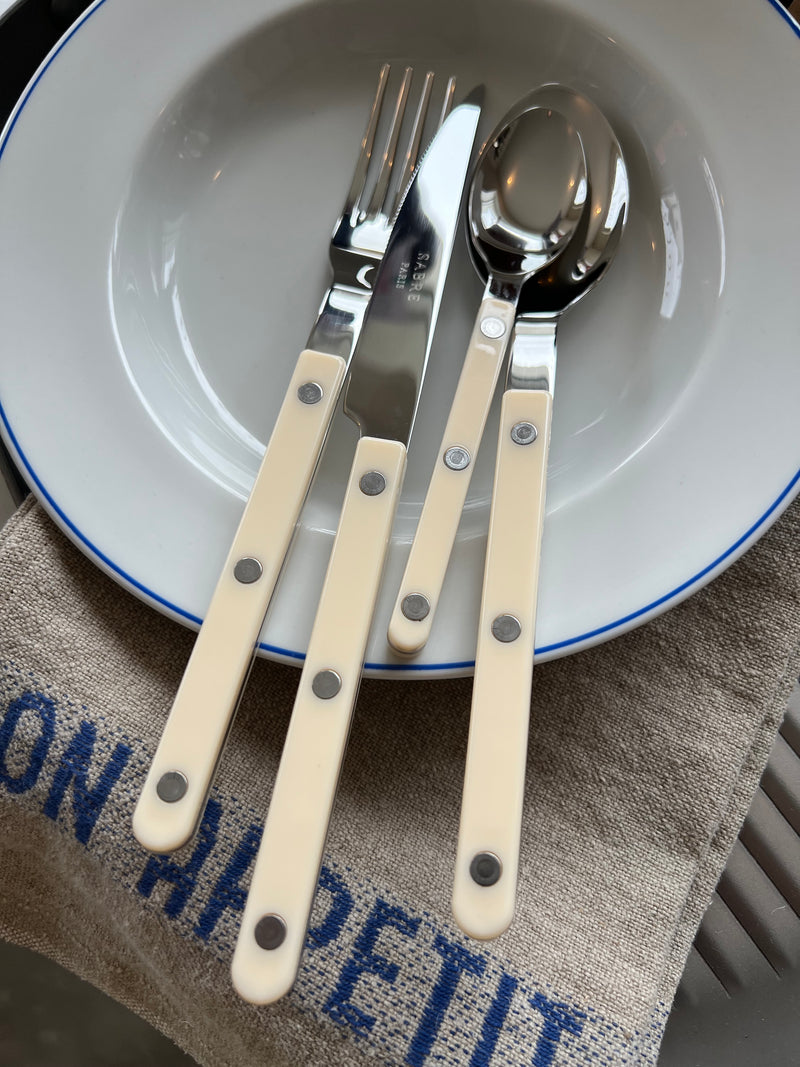 Bistrot Cutlery Set of 4 / Ivory & Steel