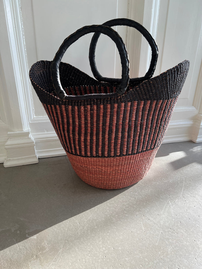 Håndflettet Shopper Taske / Sort & Brun