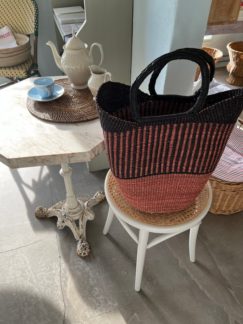 Håndflettet Shopper Taske / Sort & Brun
