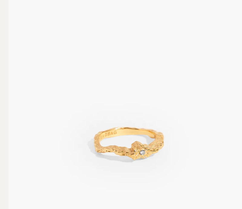 No.11012A / Gold Ring with white CZ stone / Several sizes
