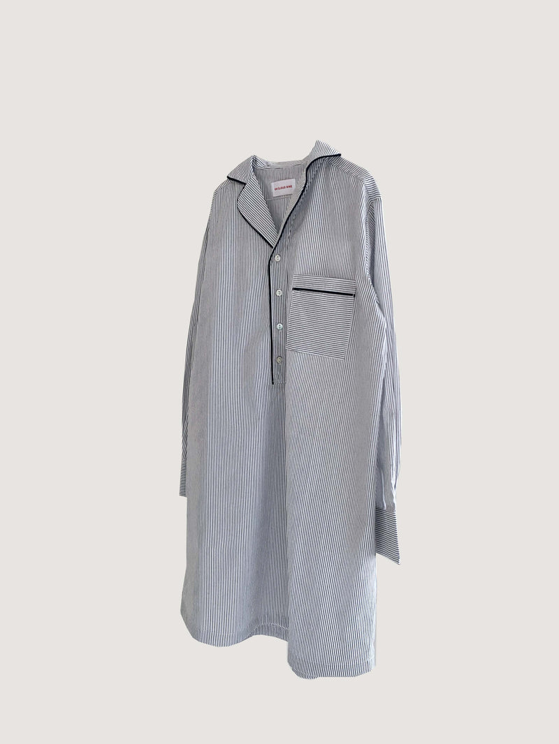Lulu PJ shirt dress / Grey Dark Stripe