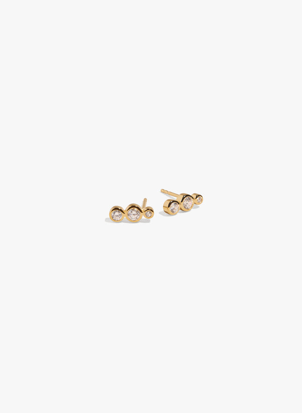 No.12010 / Gold studs with three small stones