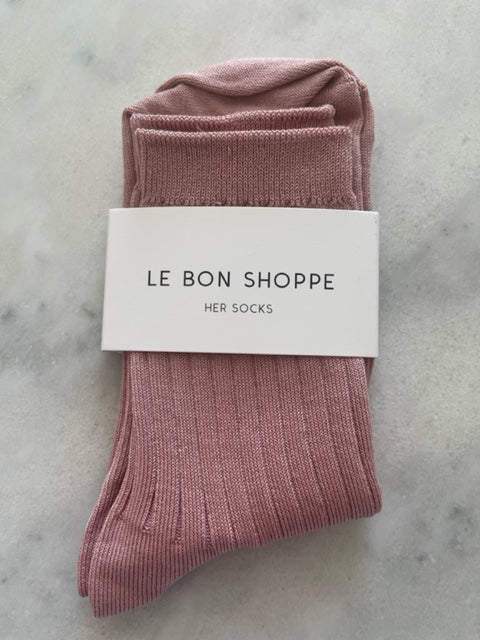 Her Socks Cotton Rib / Dessert Rose